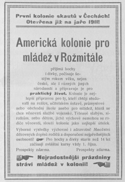Leták První skautské kolonie (1911)