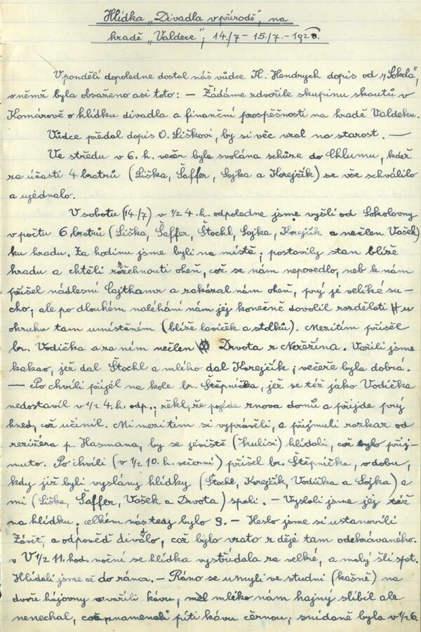 Zápis o události v kronice (strana 1)