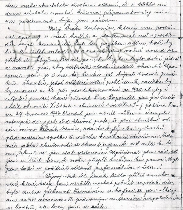 Úvod kroniky skautů ze Žebráka (1934)