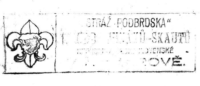 1. oddíl Komárov (razítko 1926) Razítko 1. oddílu v Komárově